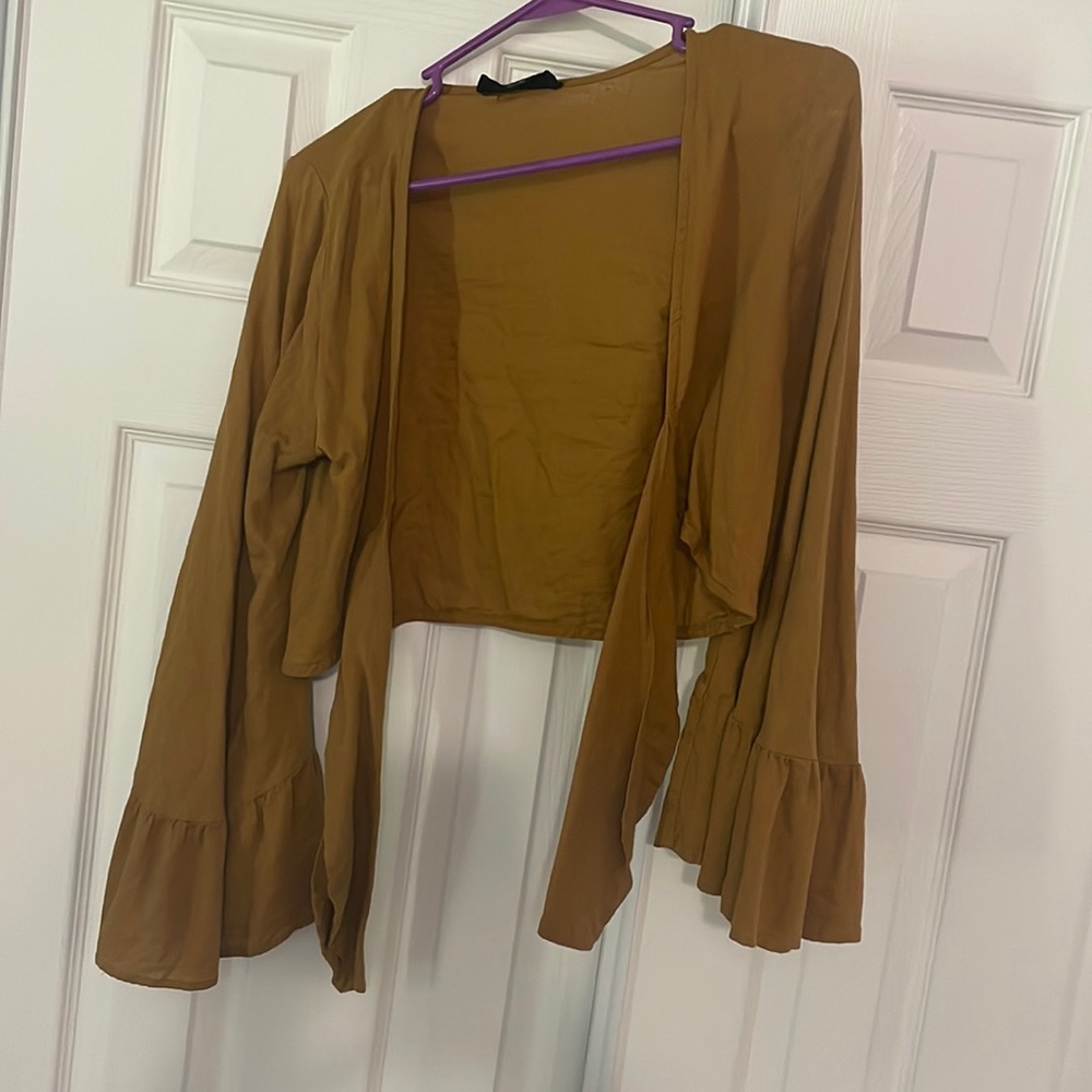 Mustard Yellow Cropped Wrap Top